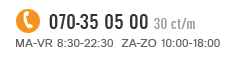070-35 05 00 (30 ct. p./m.) | ma-vr 08:30-22:30 za-zo 10:00-18:00